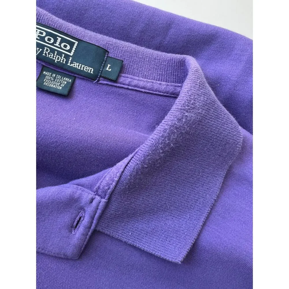 Polo Ralph Lauren 100% Soft Cotton Collared Shirt Purple Yellow Size Large SG